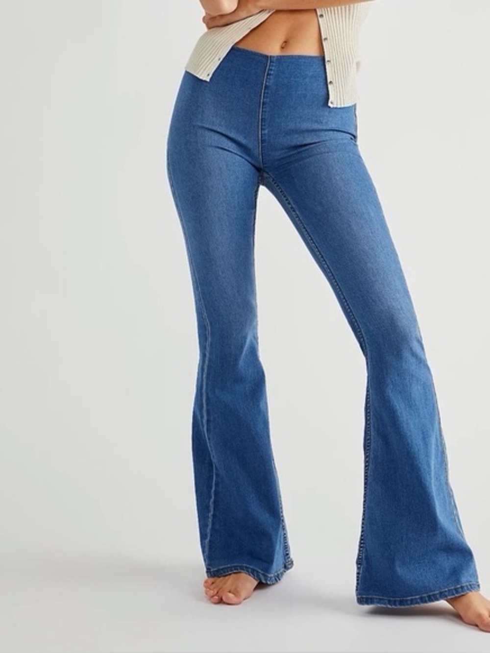 We The Free Free People Penny Pull On Flare Jeans Blue